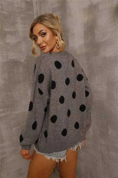 polka-dot-open-front-cardigan