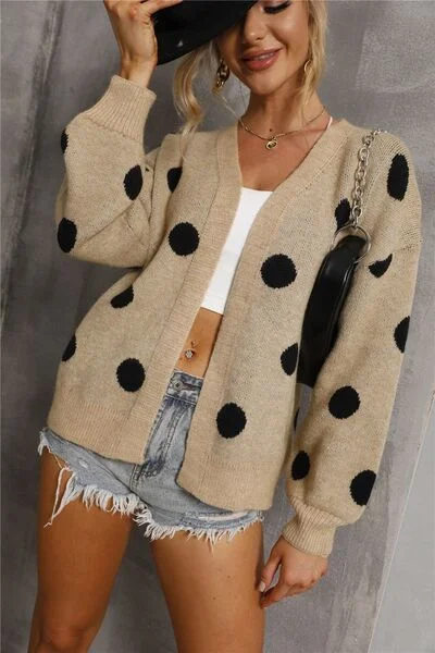 polka-dot-open-front-cardigan