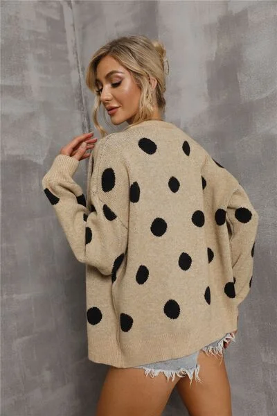 polka-dot-open-front-cardigan