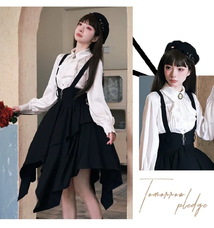 preppy-style-lolita-dress-black-suspender-skirt