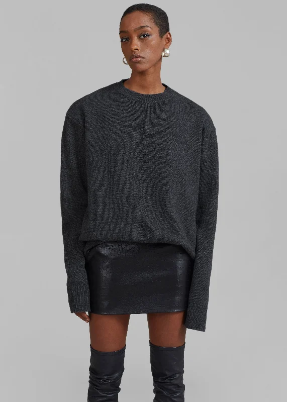 Rafaela Padded Knit Sweater - Dark Grey Melange