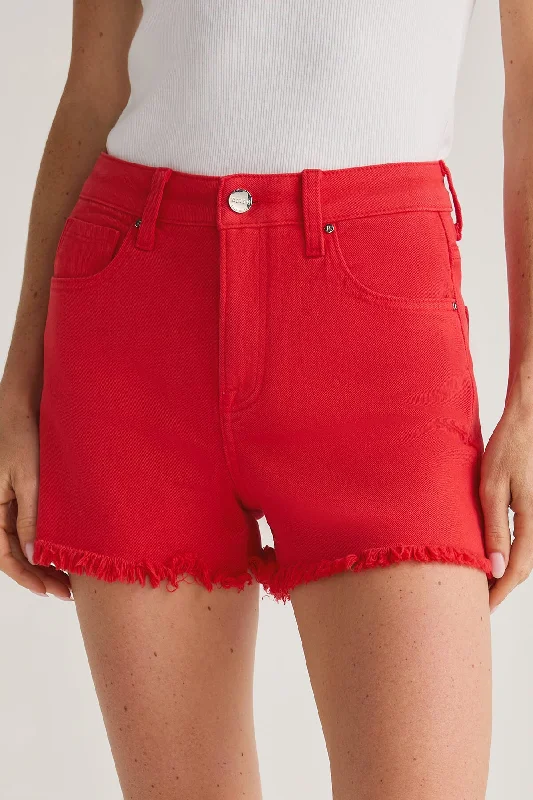 Risen Red Cutoff Shorts