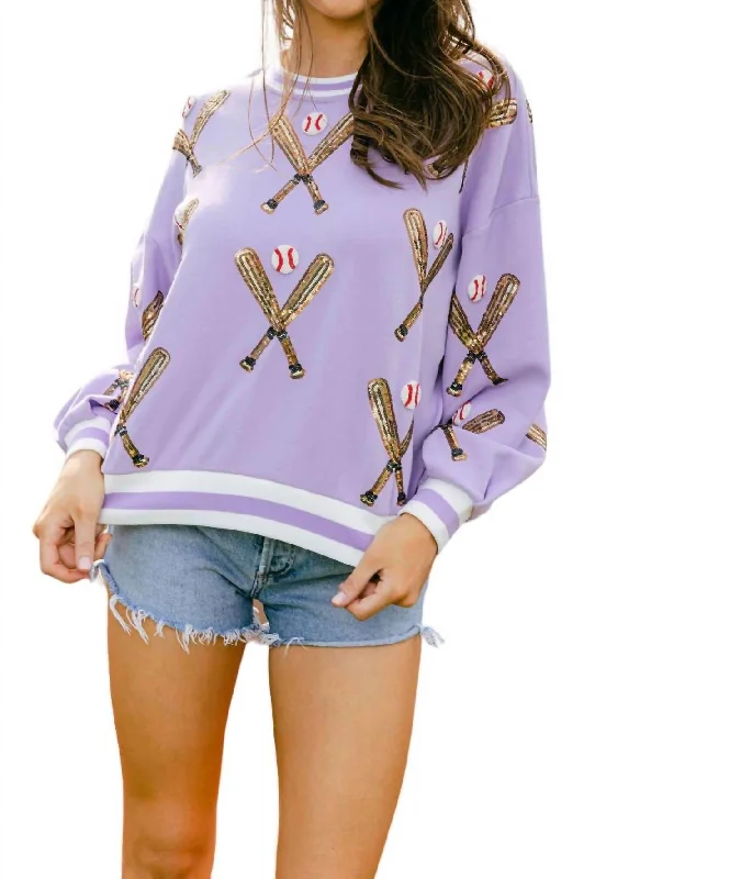 Scattered Baseball Bat Sweatshirt In Lavender