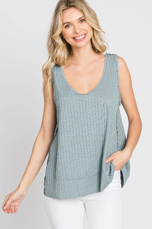 slate-blue-ribbed-raw-hem-maternity-tank-top