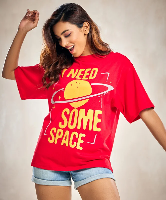 Space Red Oversized Tshirt