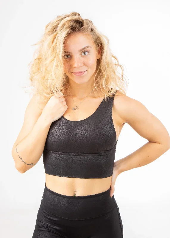 Sports Bra | Black Leather