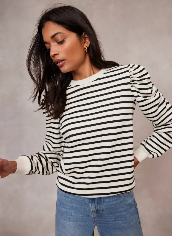 striped-ruched-shoulder-sweatshirt