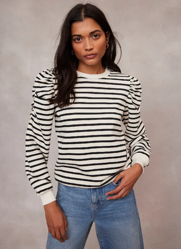 striped-ruched-shoulder-sweatshirt