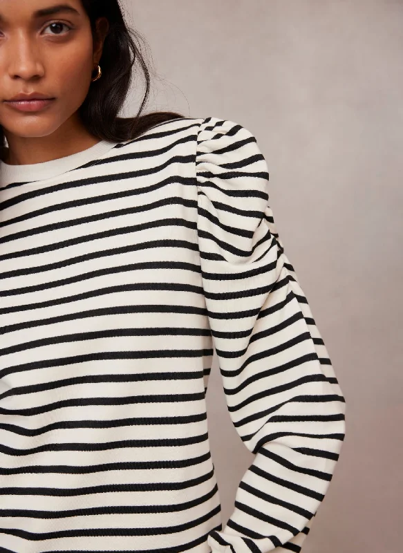 striped-ruched-shoulder-sweatshirt