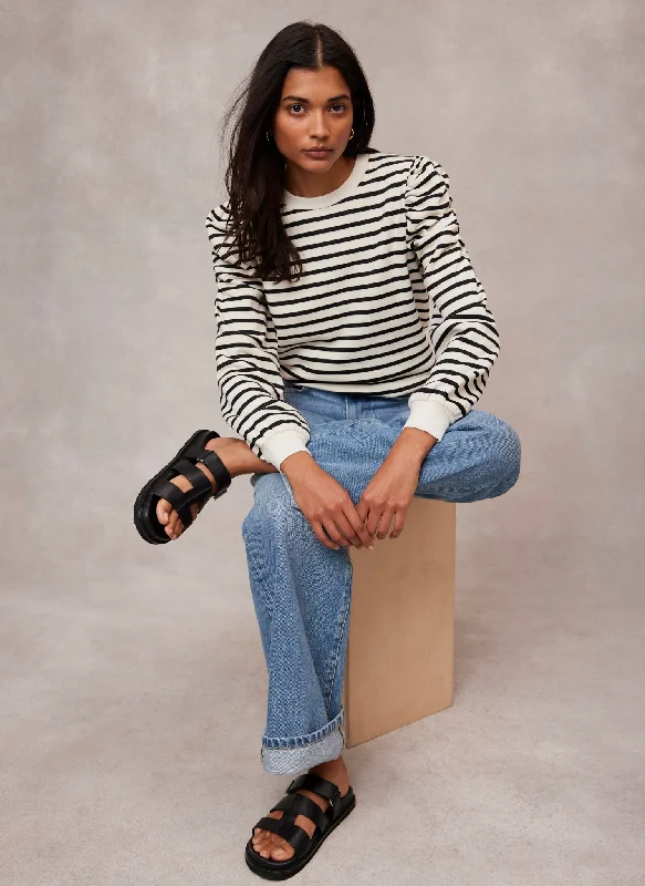 striped-ruched-shoulder-sweatshirt