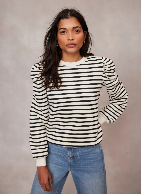 striped-ruched-shoulder-sweatshirt