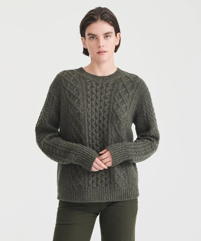 Super Luxe Cashmere Cable Crewneck Sweater