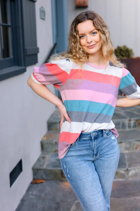 teal-rose-striped-hacci-knit-puff-sleeve-top