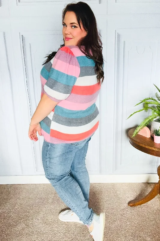 teal-rose-striped-hacci-knit-puff-sleeve-top