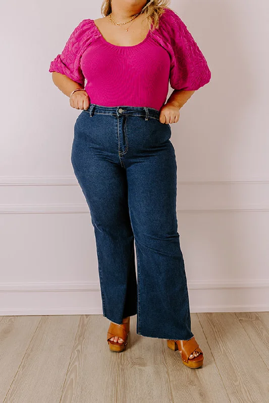 The Adriana High Waist Wide Leg Jean in Dark Wash Curves