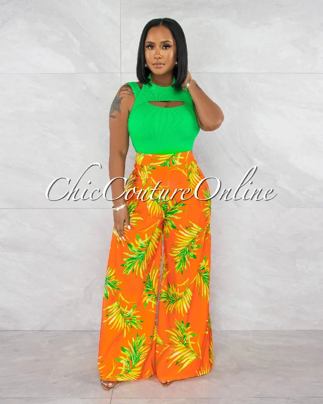 valda-orange-green-leaf-print-pleated-wide-pants