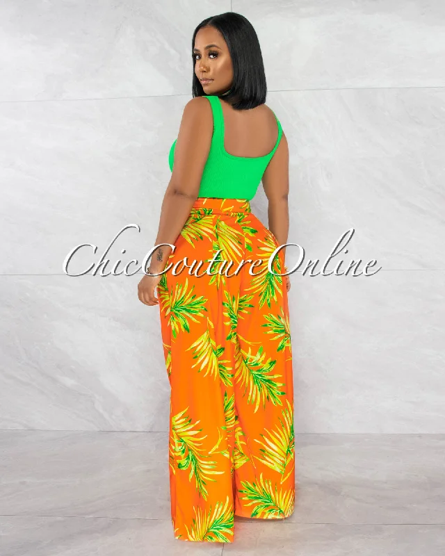 valda-orange-green-leaf-print-pleated-wide-pants