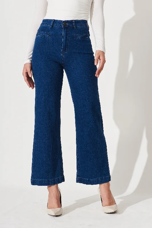 Waverley High Rise Wide Leg Jean In Dark Blue Denim