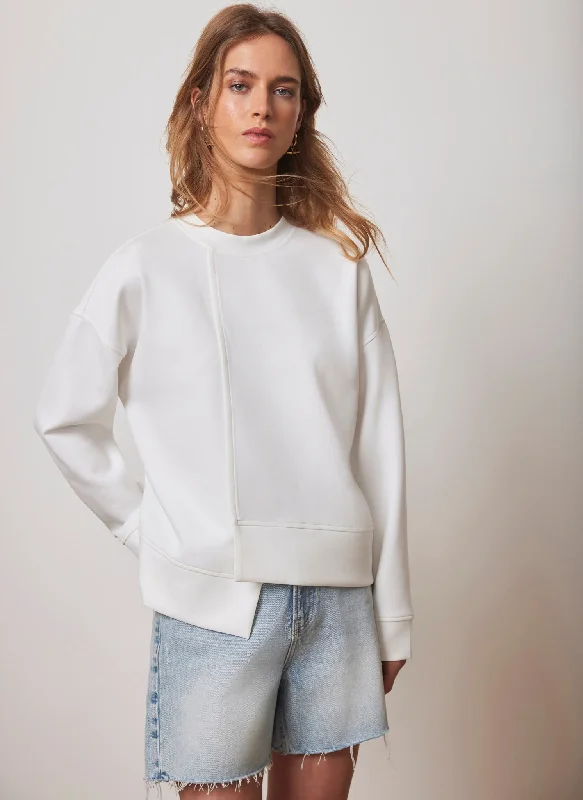 White Asymmetric Hem Sweatshirt