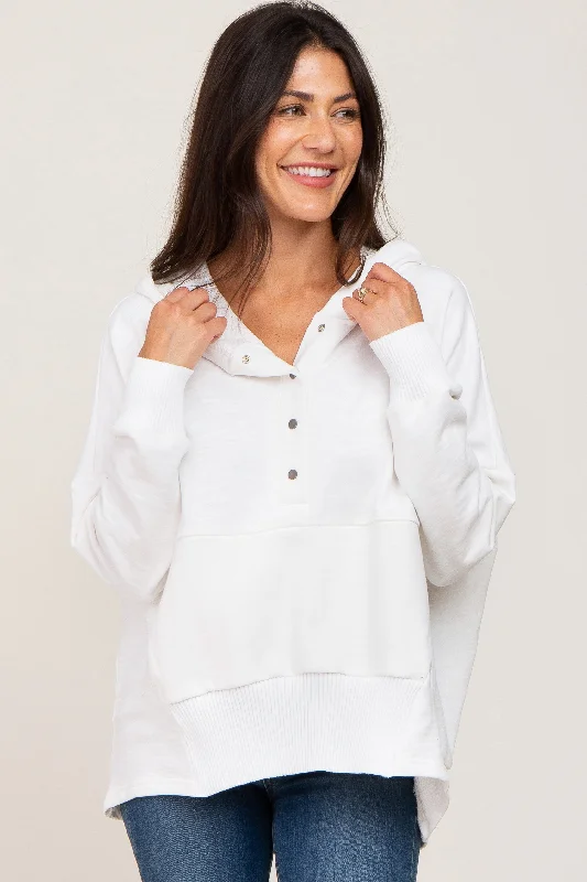 white-button-front-ribbed-trim-hooded-maternity-sweatshirt