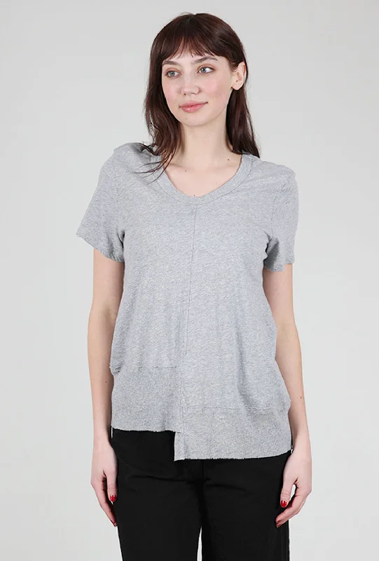 Shifted Rib Hem Tee, Gray Heather