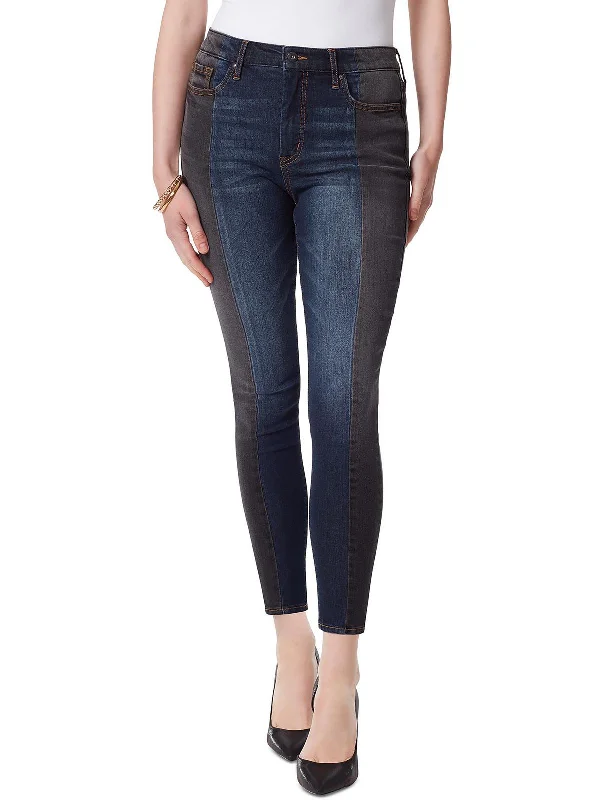 Womens Two Tone High Rise Skinny Jeans